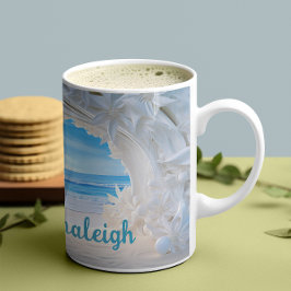 Taza De Café Playa personalizada Bridal Bliss 3D look Beach