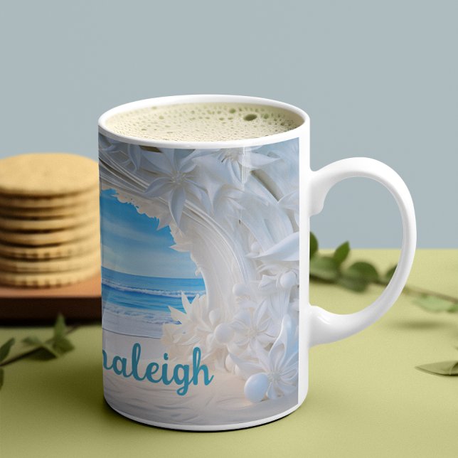 Taza De Café Playa personalizada Bridal Bliss 3D look Beach (Subido por el creador)