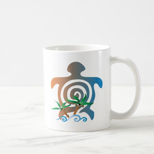 Taza De Café Playa-puesta del sol-tortuga (Derecha)