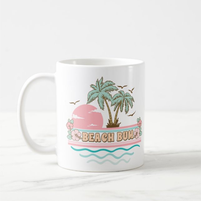 Taza De Café Playa Retro Bum Temática Tropical Palmeras (Izquierda)