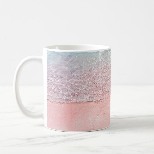 Taza De Café Playa rosa y ola de salpicaduras (Izquierda)