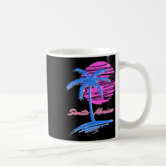 Taza De Café Playa Santa Monica Outrun 80 Vaporwave estético (Derecha)