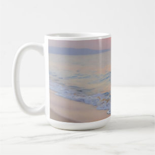 Taza De Café Playa Serena del Atardecer Resplandor Oceánico