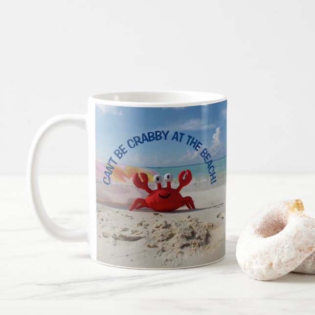 Taza De Café Playa Tropical Agua Turquesa Arena Blanca Cangrejo (Con donut)