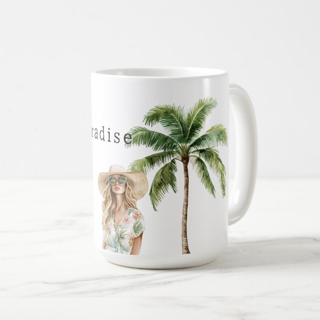 Taza De Café Playa Tropical de Palmeras (Anverso derecho)