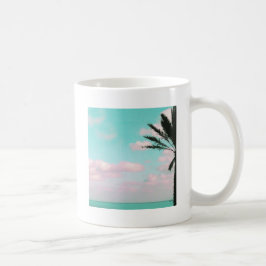 Taza De Café Playa tropical, vistas al océano, nubes rosas, pal