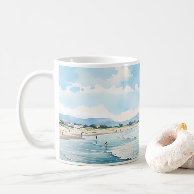 Taza De Café Playa y ola del mar (Con donut)