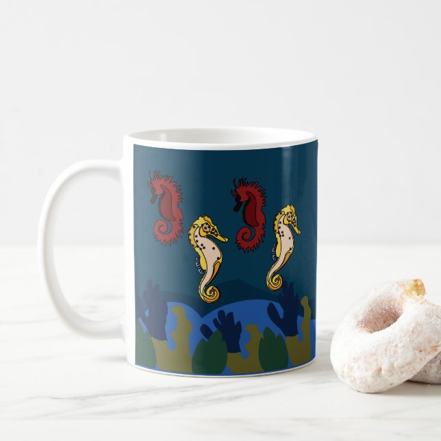 Taza De Café Playas submarinas del Océano marino (Con donut)