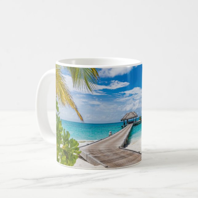 Taza De Café Playas tropicales | Muelle de madera de la isla de (Anverso izquierdo)