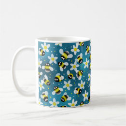 Taza De Café Playful Buzzing Bees (Denim Blue) Coffee Mug