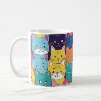 Taza De Café Playful Feline Pop Art - Colourful Cat Mug