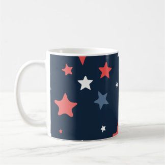 Taza De Café Playful Red White Blue Star Notebook