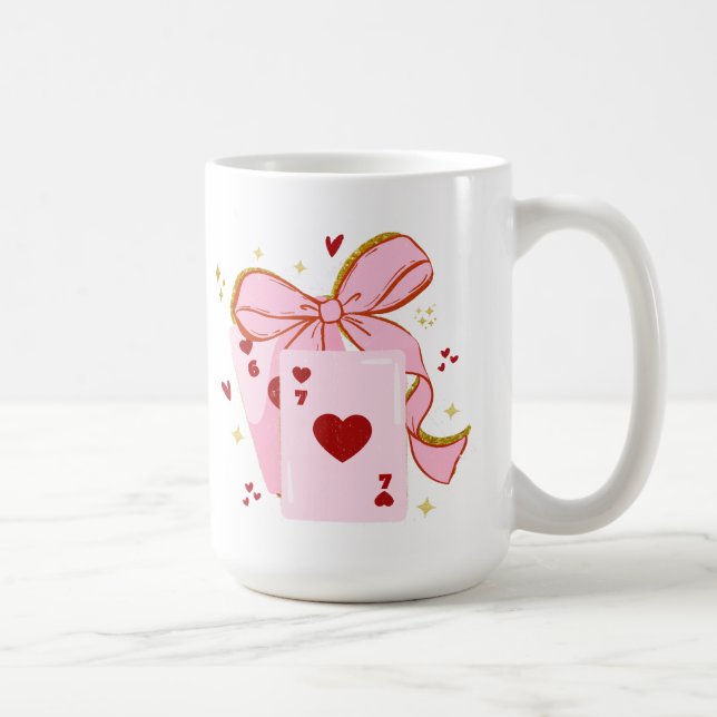 Taza De Café Playing Cards Valentine 6 7 shirt, valentine (Derecha)