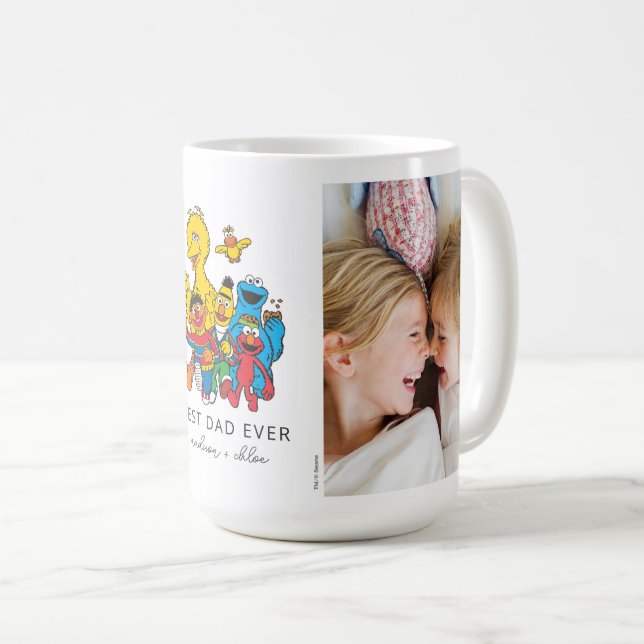 Taza De Café Plaza Sésamo 123 | Mejor papá - Foto (Anverso derecho)