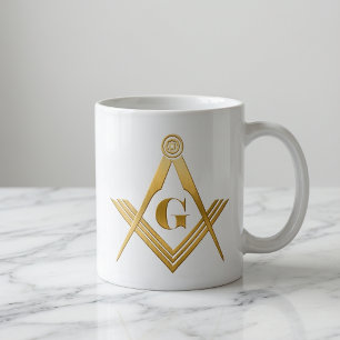 Taza De Café Plaza y compás masónico dorado