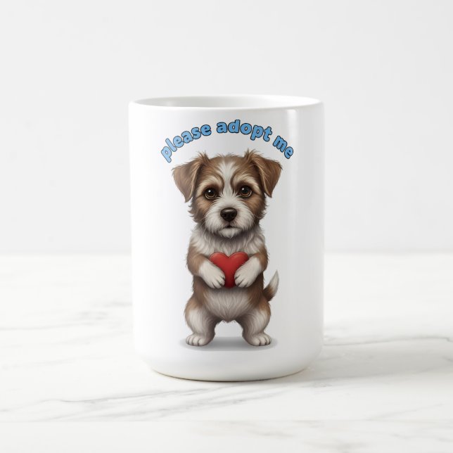 Taza De Café Please Adopt Me – Cute Rescue Dog Illustration wit (Centro)