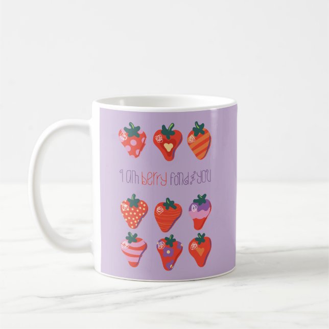 Taza De Café Plum Berry Fond of You Illustrated Strawberry (Izquierda)