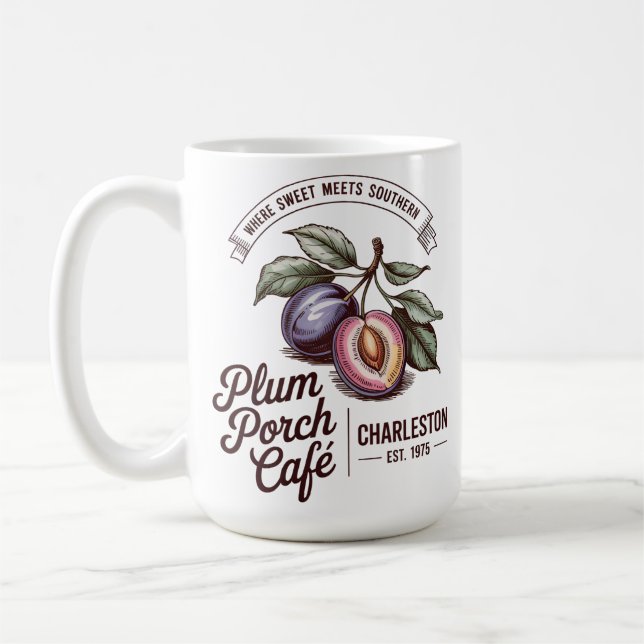 Taza De Café Plum Porch Café (Izquierda)