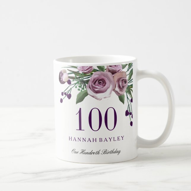 Taza De Café Plum Purple Rose 100th Birthday Gift (Derecha)