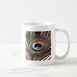 Taza De Café Pluma Colorida de Pavo Real de Cobre