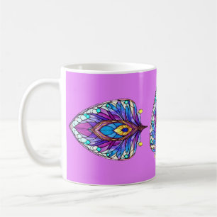 Taza De Café Pluma de pavo real de vidrio templado de estilo Ar