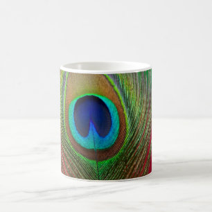 Taza De Café Pluma de pavo real en primer plano