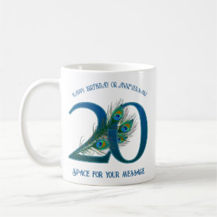 Taza De Café Pluma de pavo real para cumpleaños o aniversario n