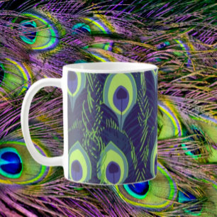 Taza De Café Plumas de Pavo Real