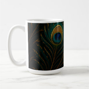 Taza De Café Plumas de Pavo Real Lujosas Patrón Ánade Áureo