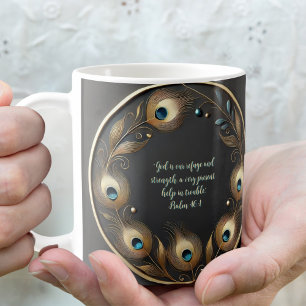 Taza De Café Plumas de Pavo Real Minimalistas Elegantes Persona