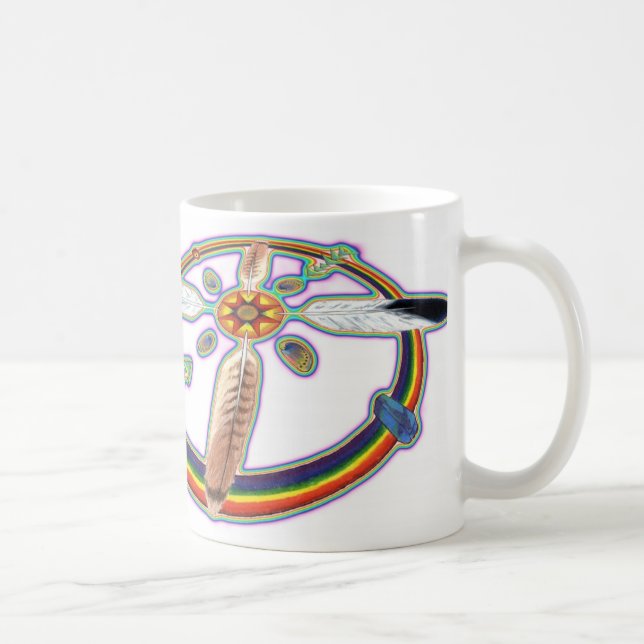 Taza De Café Plumas del arco iris (Derecha)