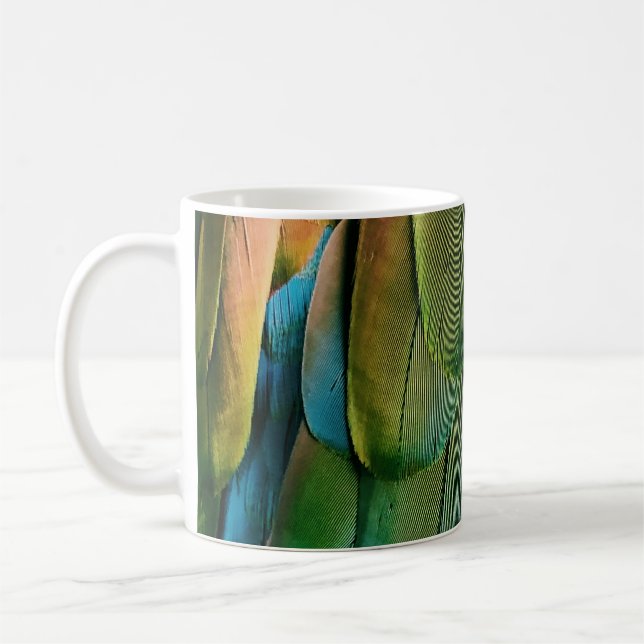 Taza De Café plumas verdes y azules (Izquierda)