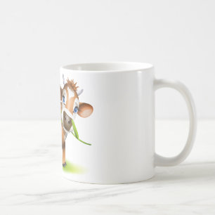 Taza De Café Poca vaca del jersey que come la margarita