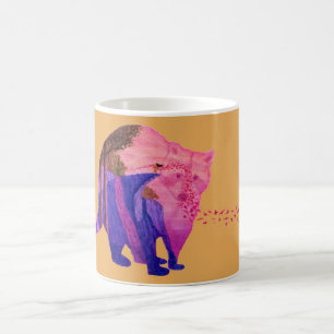 Taza De Café Pocahontas de doble exposición de color de agua