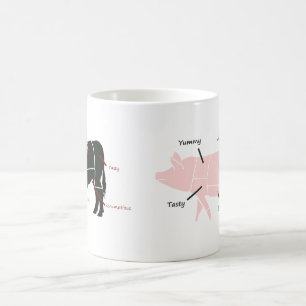 Taza De Café Poco Piggie rosado con las etiquetas sabrosas