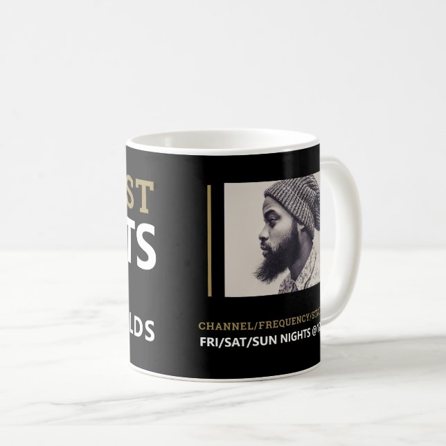 Taza De Café Podcaster moderno y elegante, publicidad en podcas (Anverso derecho)
