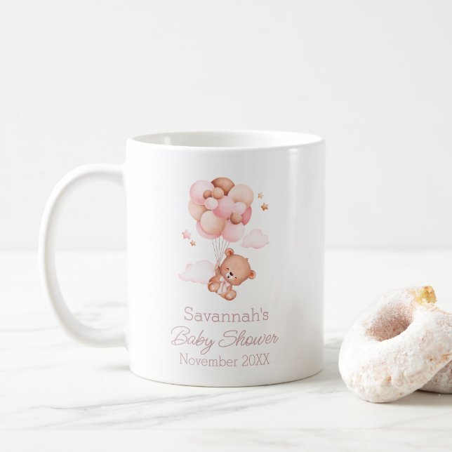 Taza De Café Podemos esperar globos rosados Baby Shower (Con donut)