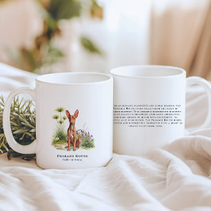 Taza De Café Podenco Faraónico Perro en Acuarela y Cita de Ra