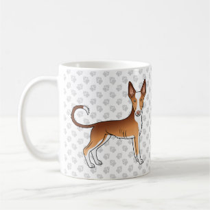 Taza De Café Podenco Ibicenco de pelaje liso rojo y blanco perr