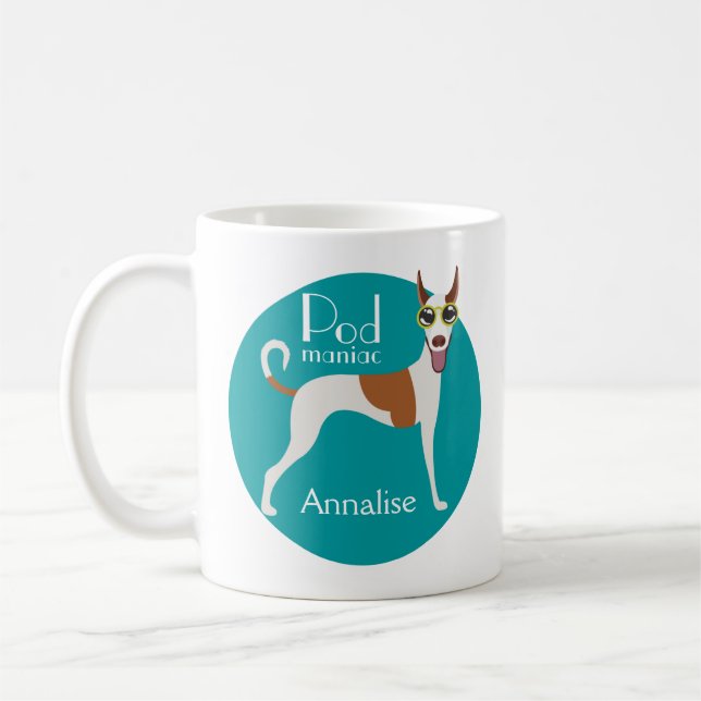 Taza De Café Podenco Personalizado perro gafas de sol café dive (Izquierda)