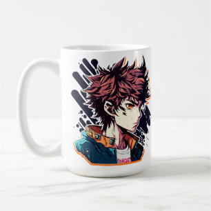 Taza De Café Poder anime: diseño joven de caracteres manga