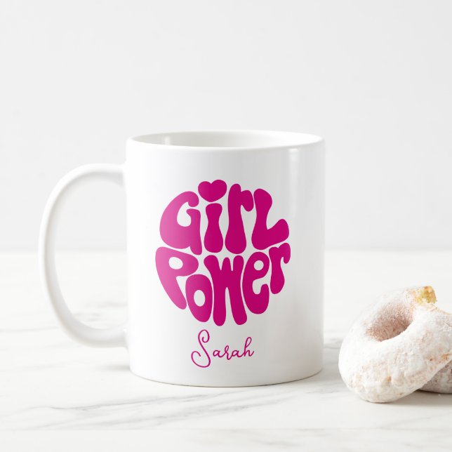 Taza De Café Poder Chica con café de corazón (Con donut)