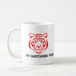Taza De Café Poderosa cita graciosa de la imagen roja del tigre