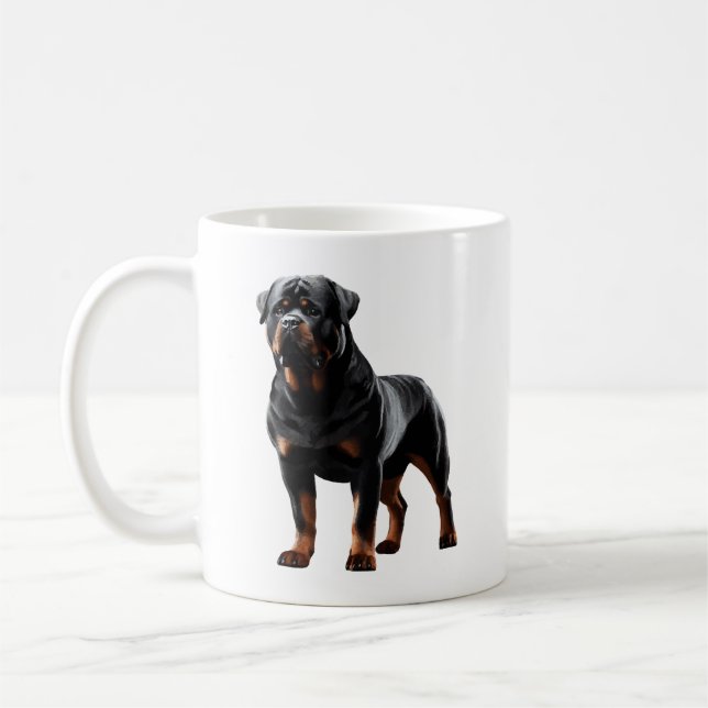 Taza De Café Poderosa postura de Rottweiler: perro audaz de cue (Izquierda)