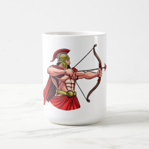 Taza De Café Poderoso guerrero antiguo que sostiene arco y flec