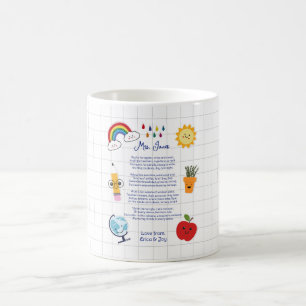 Taza De Café poema de arcoíris de agradecimiento a la maestra