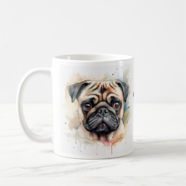 Taza De Café Poema de arte de pug acuático (Izquierda)