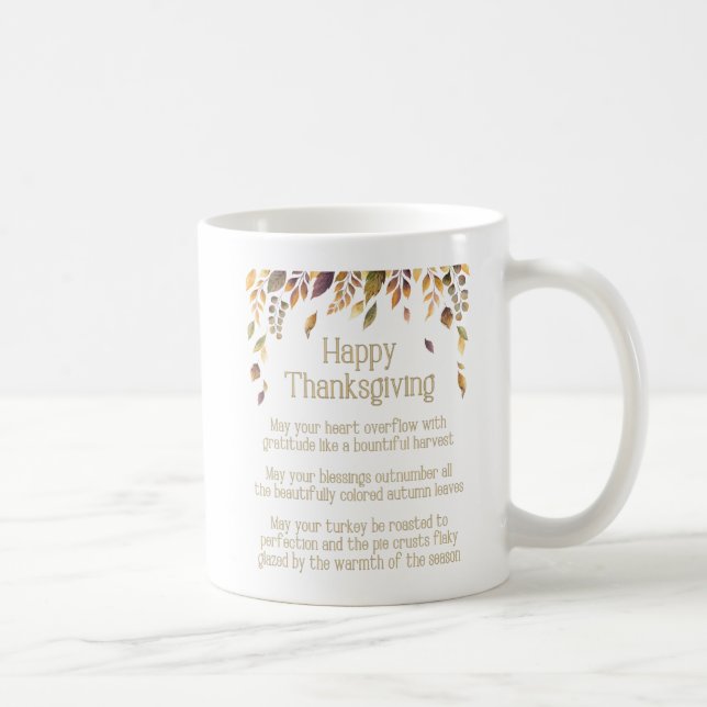 Taza De Café Poema de Feliz Día de Acción de Gracias (Derecha)