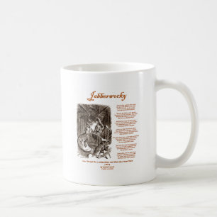 Taza De Café Poema de Jabberwocky de Lewis Carroll (Negro Adder