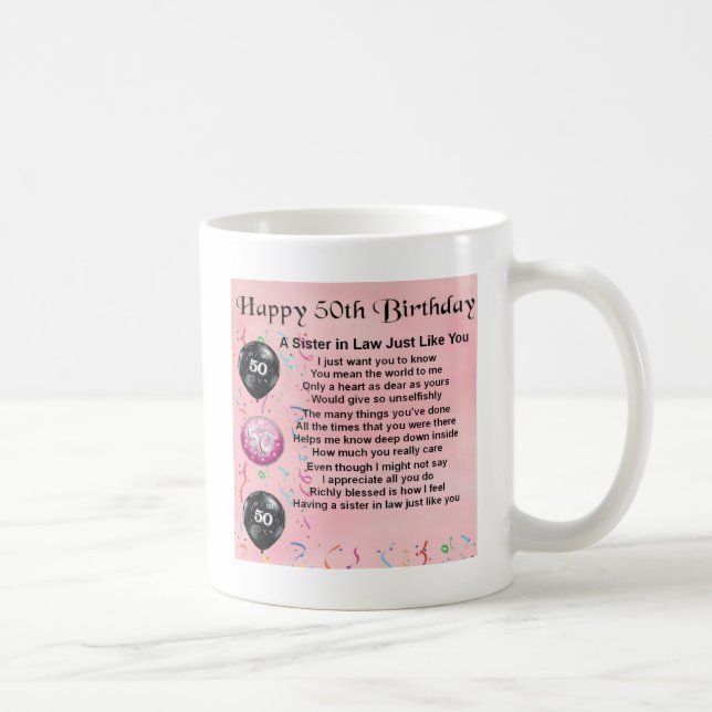 Taza De Café Poema de la cuñada - 50.o cumpleaños (Derecha)